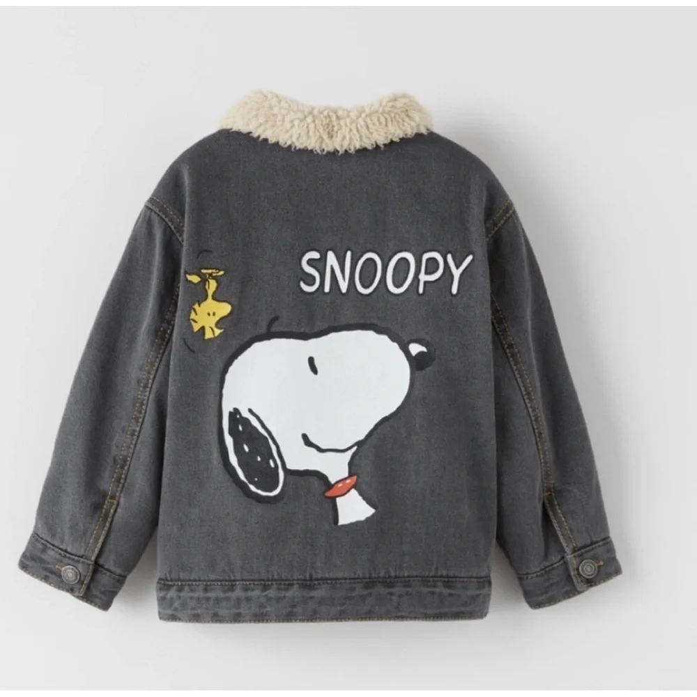 Zara peanuts Sherpa lined denim jacket